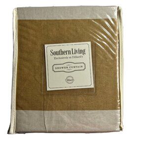 Southern Living Mirabelle Tan Beige Stripe Bathroom Shower Curtain 72 In x 72 in